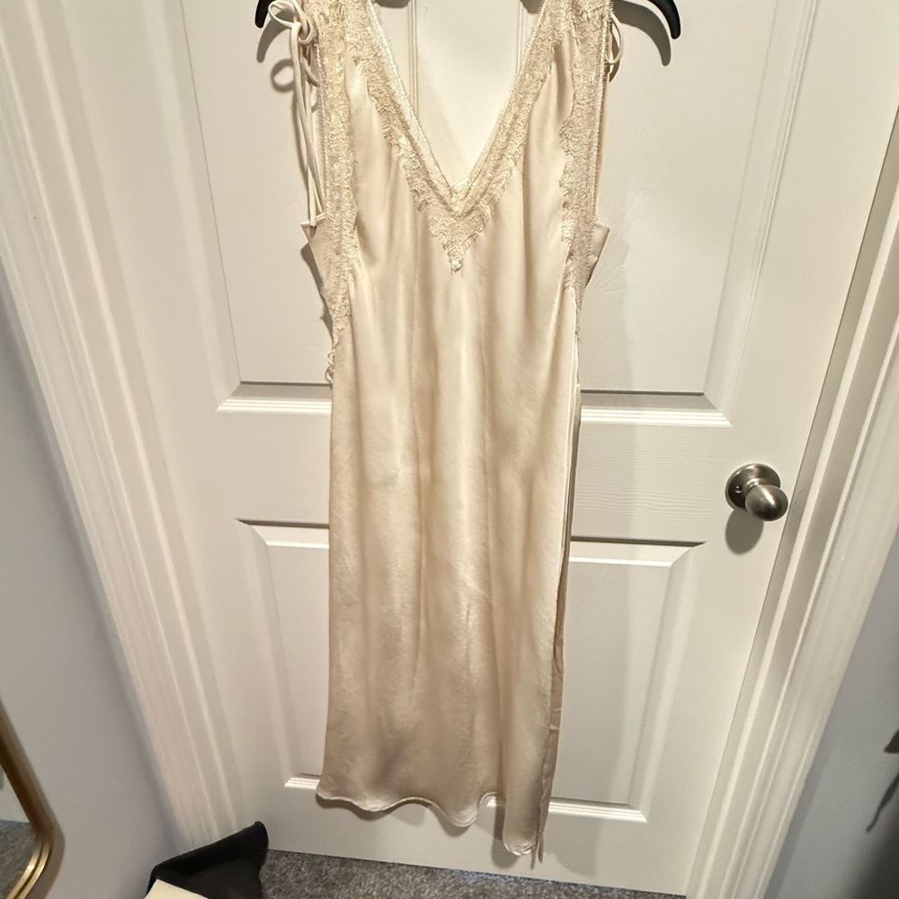 Skies Are Blue Ivory Satin Lace-Trim Slip Dress - Picture 4 of 6